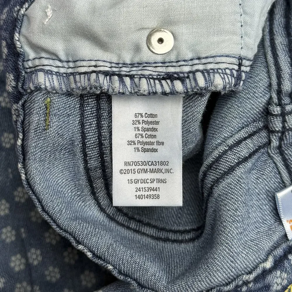 Gymboree Super Skinny Floral Print Stretch Denim Jeans Girls Size 7